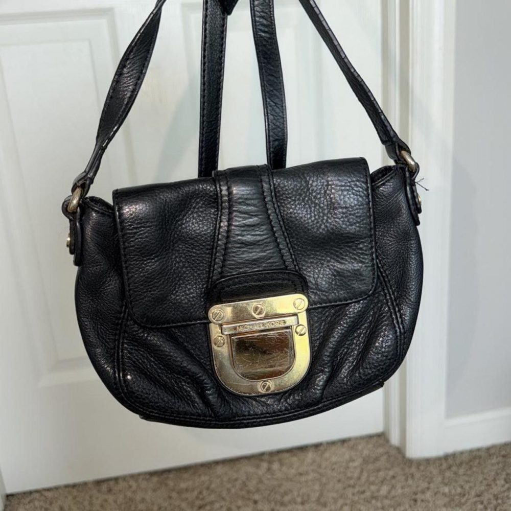 Michael Kors black pebbled leather shoulder/crossbody bag